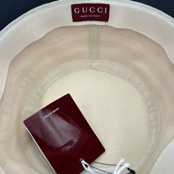 Women\'s Gucci, striped canvas, bucket, hat, size large made in Italy main image 7